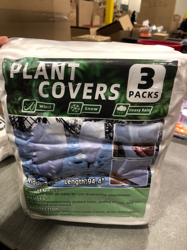 Photo 2 of 3 Packs Plant Covers Freeze Protection, 70.8" X94.4" Winter Frost Cloth, 2.2oz Reusable Frost Blankets, Tree Cover Drawstring Bags for Outdoor Fruit Potted Shrub Season Extension
