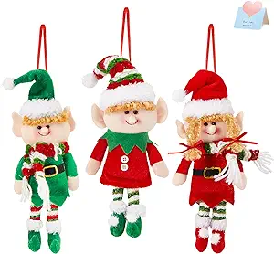 Photo 1 of 3pcs Houwsbaby 12‘’ Handmade Christmas Elf Stuffed Decoration Pendant Hanging Elves Great for Hanging on Christmas Tree Table 2023 Xmas Ornament Home Office Party Desktop Collectible Decor 