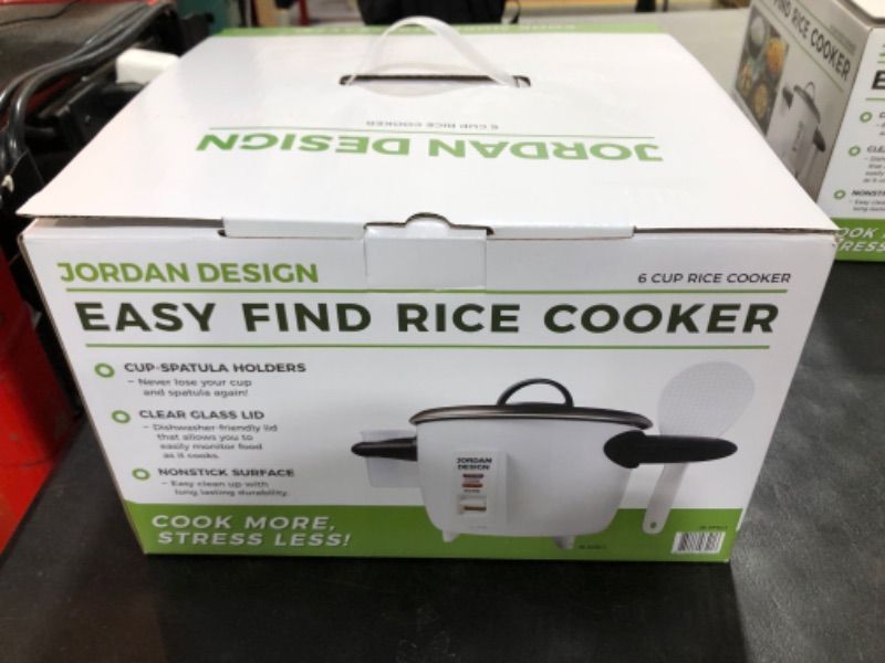 Photo 3 of Jordan Design Easy Find Rice Cooker 6-Cup (Cooked), Rice Cooker 3 Cups (UNCOOKED), One Touch Rice Cooker, White, Small Rice Cooker