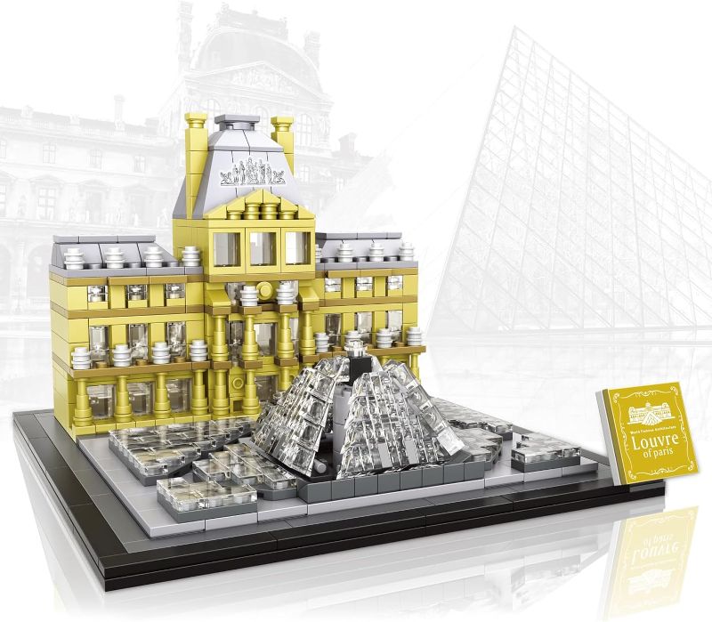 Photo 1 of Architecture Louvre Building Blocks Set, Paris Louvre Museum Bricks Kit DIY Construction World Famous Landmark Educational Toys Micro Model Decor Best Birthday Gifts for Kids Adults (807 Pieces)