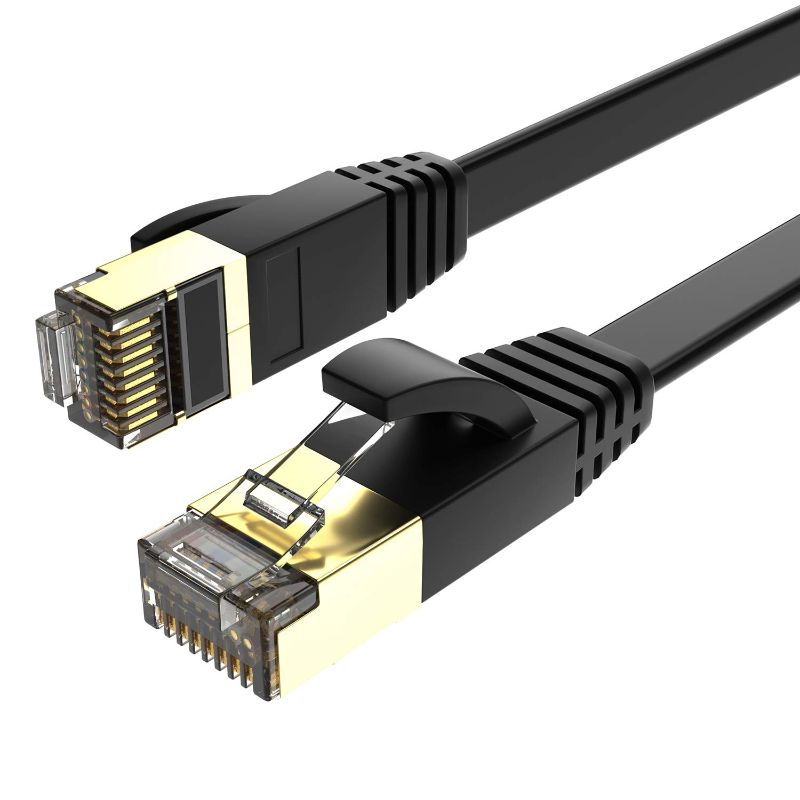 Photo 1 of SHD Flat Cat7 Ethernet Cable(2 Pack) Network Patch Cable FTP/STP LAN Cable Computer Patch Cord-10 Feet 10FT 2PK