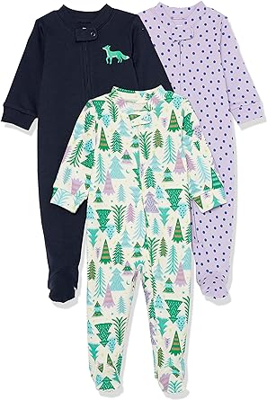 Photo 1 of Amazon Essentials Unisex Toddlers and Babies' Snug-Fit Cotton Footed Sleeper Pajamas, Multipacks - 18 Months