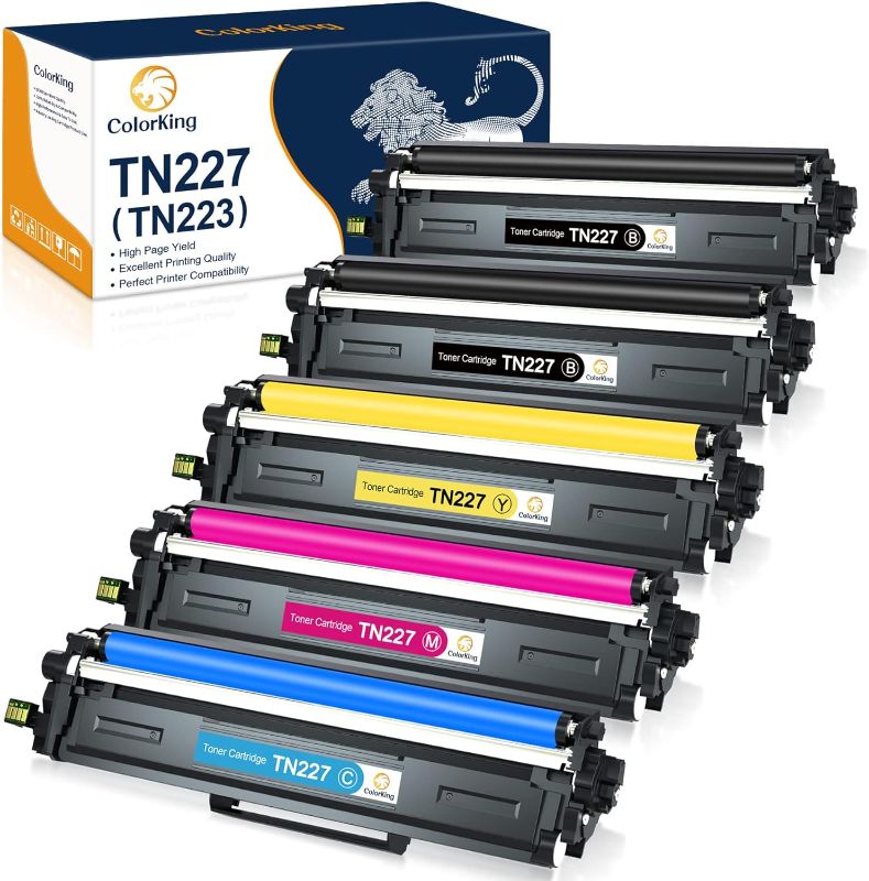 Photo 1 of Limited-time deal: ColorKing Compatible Toner Cartridge Replacement for Brother TN227 TN227BK TN-227 TN223 TN223BK for HL-L3290CDW HL-L3270CDW HL-L3210CW MFC-L3770CDW MFC-L3710CW Printer,5-Pack TN-227BK/C/M/Y High Yield 