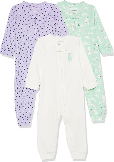 Photo 1 of Amazon Essentials Unisex Toddlers and Babies' Snug-Fit Cotton Footless Sleeper Pajamas, Multipacks - 4T
