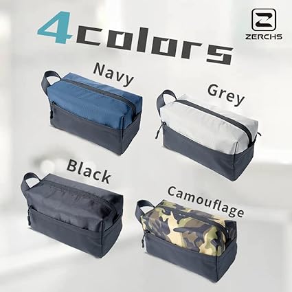 Photo 1 of 1 PACK - ZERCHS Men's Travel Toiletry Bag Water-resistant Modern Dopp Kit Foldable Rip-stop Polyester Storage Bags with PU Handle for Cosmetics Tools (Camouflage)