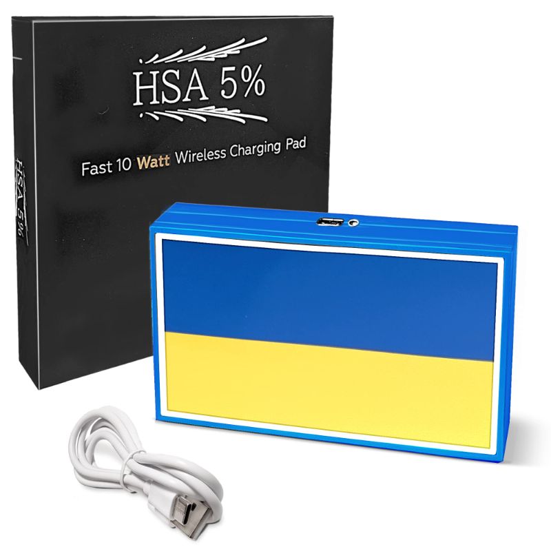 Photo 1 of HSA 5% Fast 10W Wireless Charging Pad - Wireless Phone Charger with Your Favorite Flag - Gift for Friends & Family (Ukraine Flag)
