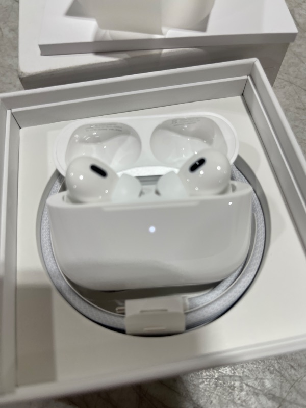 Photo 2 of Apple AirPods Pro (2nd Generation) Wireless Ear Buds with USB-C Charging, Up to 2X More Active Noise Cancelling Bluetooth Headphones, Transparency Mode, Adaptive Audio, Personalized Spatial Audio - SEALED - OPENED FOP PHOTOS - 
