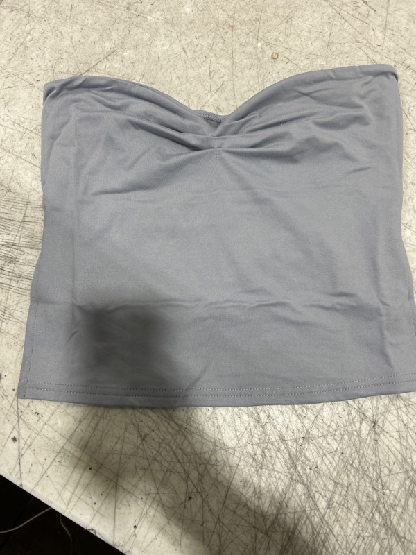 Photo 1 of ABINGOO Women Strapless Sweetheart Crop Top Sexy Pleated Slit Side Bustier Top Sleeveless Backless Y2K Skinny Cropped Cami Top Grey L