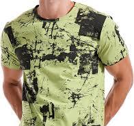 Photo 1 of KLIEGOU Mens Hipster Hip-Hop Urban Tees - Street Fashion Print T-Shirt Yellow-Green XL