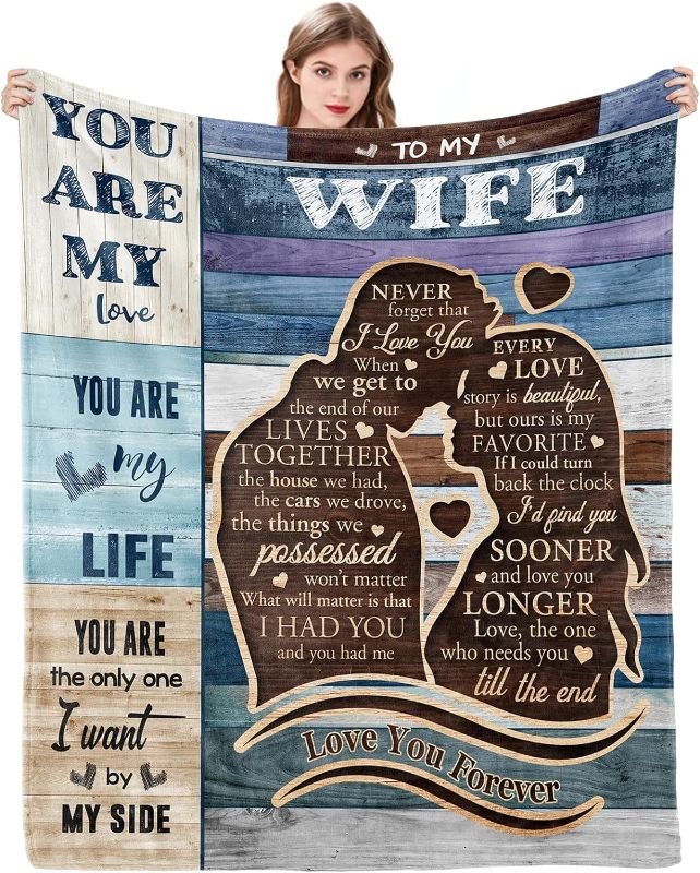 Photo 1 of  My Wife Blanket Valentines Day Gifts for Wife Birthday Gift Ideas Anniversary Romantic Gifts for Her Women Birthday Gifts for Wife from Husband Wife Gifts 60x50 Inches