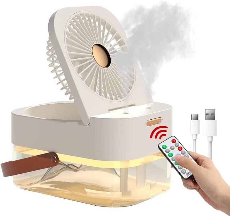 Photo 1 of 3-in-1 Small Cute Air Humidifier with Night light and fan,Remote Control and Timing Setting Desk Humidifier for Bedroom/Baby/Plant,2.5L,White