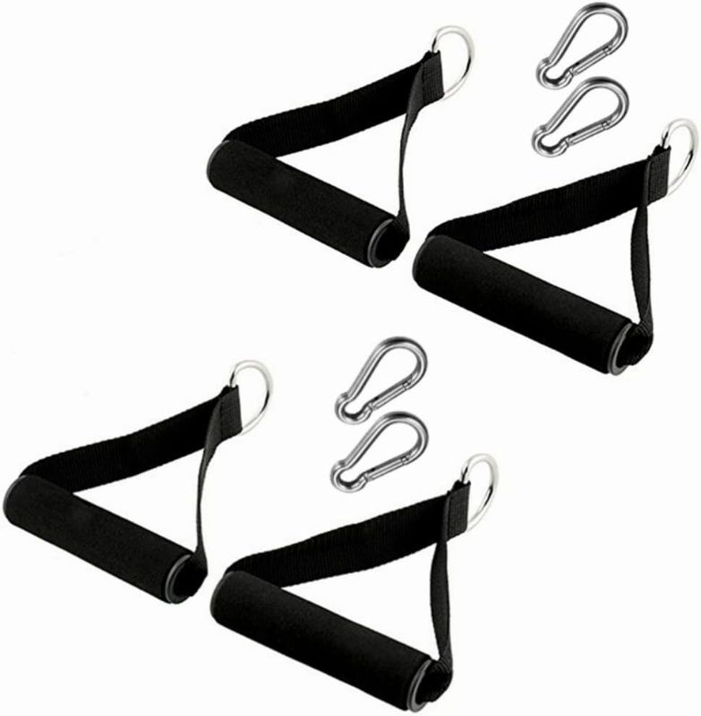 Photo 1 of 2 Pairs Premium Exercise Pull Handle Resistance Bands Handles with Solid Locks,Soft Foam Wrapped Heavy Duty Handles with Strong Nylon Belt Grips Fitness Strap for Yoga Exercise Gym Resistance Training