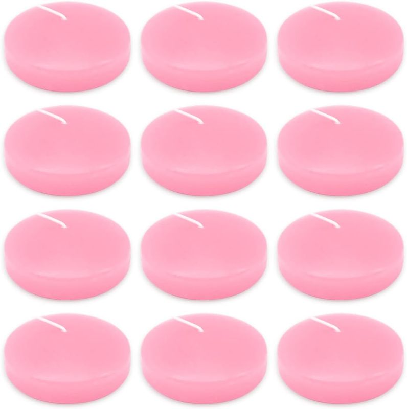 Photo 1 of 10 Hour Pink Floating Candles Large 3" Unscented Dripless Water Wax Floating Candles for Vases, Centerpieces at Wedding, Party, Pool, Holidays pack of 36