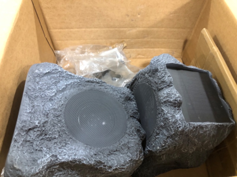 Photo 2 of Innovative Technology Outdoor Rock Speaker Pair - Wireless Bluetooth Speakers for Garden, Patio, Waterproof, Built for all Seasons & Solar Powered with Rechargeable Battery, Music Streaming - Charcoal