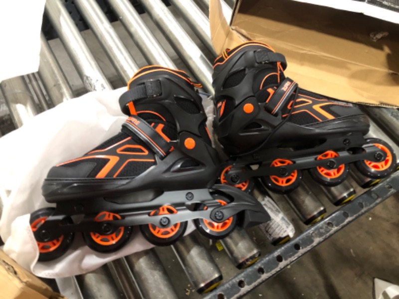 Photo 2 of 2PM SPORTS Torinx Orange/Red/Green Black Boys Adjustable Inline Skates, Fun Roller Blades for Kids, Beginner Roller Skates for Girls, Men and Ladies Orange Large - Youth (4-7 US)