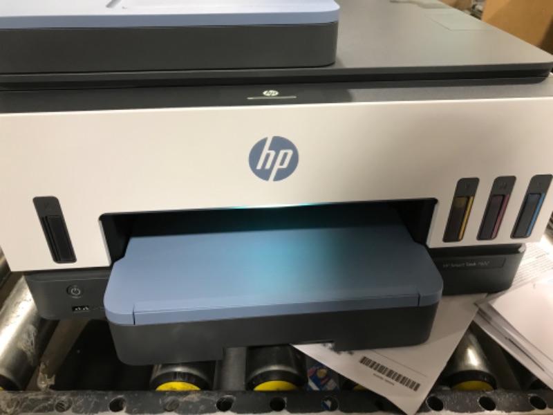 Photo 8 of HP Smart -Tank 7602 Wireless All-in-One Cartridge-free Ink Printer, up to 2 years of ink included, mobile print, scan, copy, fax, auto doc feeder, featuring an app-like magic touch panel (28B98A),Blue