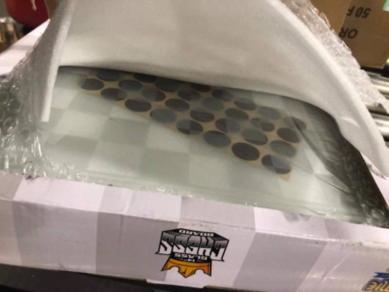 Photo 1 of Gamie Glass Chess Set, Elegant Design - Durable Build - Fully Functional - 32 Frosted and Clear Pieces - Felted Bottoms - Easy to Carry - Reassuringly Stable (14 Inch)