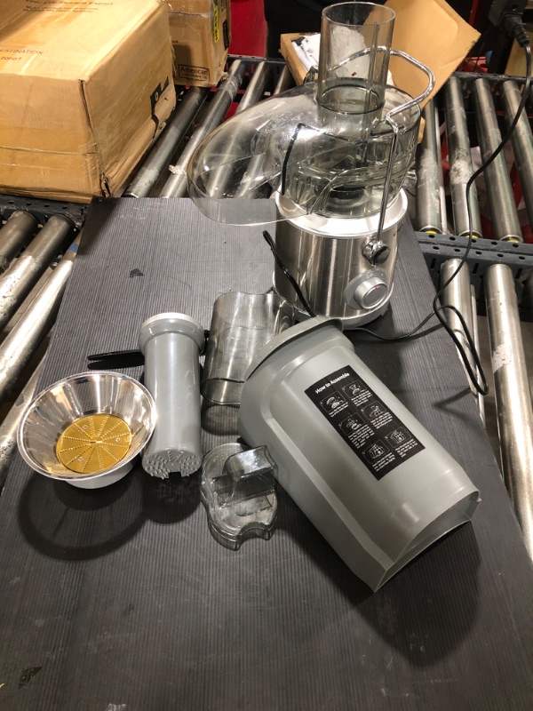 Photo 2 of 1300W GDOR Juicer Machines with Larger 3.2” Feed Chute, Titanium Enhanced Cut Disc Centrifugal Juice Extractor, Full Copper Motor Heavy Duty, for Whole Fruits, Veggies, Dual Speeds, BPA-Free, Silver