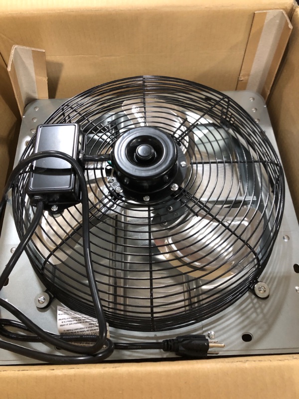 Photo 4 of KEN BROWN 14 Inch Shutter Exhaust Fan With 1.65 Meters Power Cord Wall Mounted, High Speed 1950CFM, Vent Fan For Garages And Shops, Greenhouse,Attic Ventilation 14 Inch Fan Wtih Power Cord