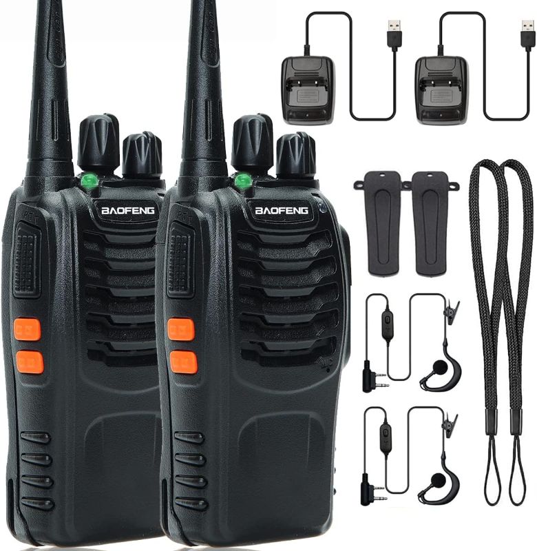 Photo 1 of Baofeng Walkie Talkies Long Range Walkie Talkie for Adults with Earpiece Mic Rechargeable 2-Way Radios Handheld Two-Way Radios Transceiver Kids Walky Talky with USB Base Charger for Camping
