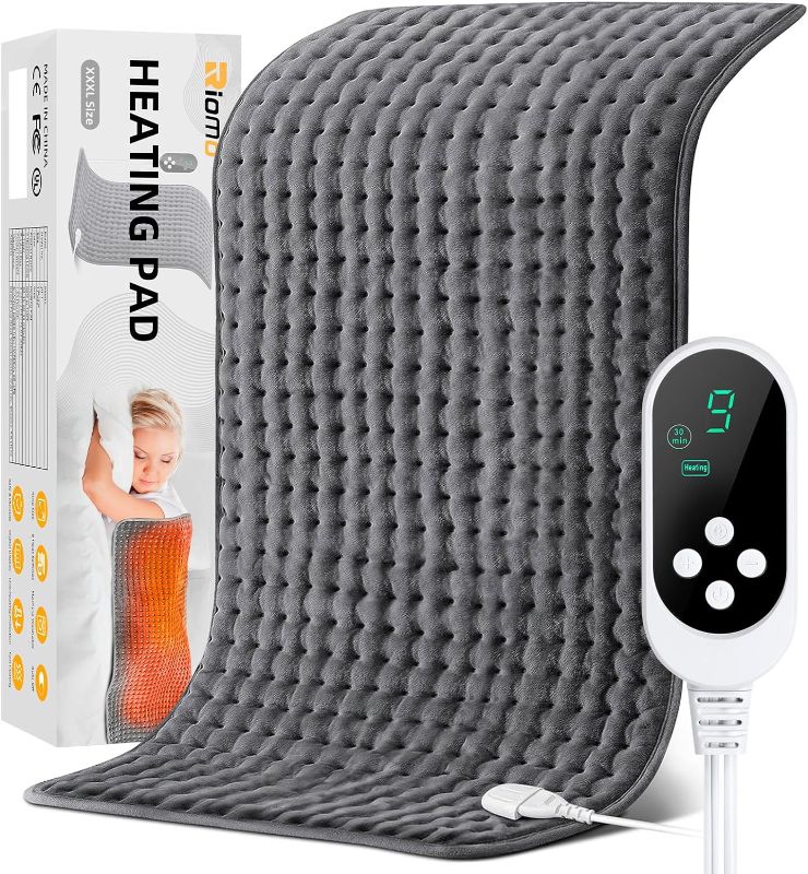 Photo 1 of 17''x33'' Heating Pad for Back Pain Relief, RIOMO Electric Heating Pads with Fast-Heating Technology, 9 Heat Settings & 4 Timer, Heating Pads for Cramps, Abdomen Pain Relief (XXXL)
