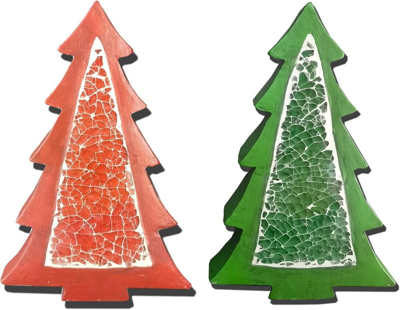 Photo 1 of 2 Pcs Christmas Tree Tabletop Decor Tabletop Mini Christmas Tree Christmas Tiered Tray Decor for Home Office Farmhouse Centerpieces Original 