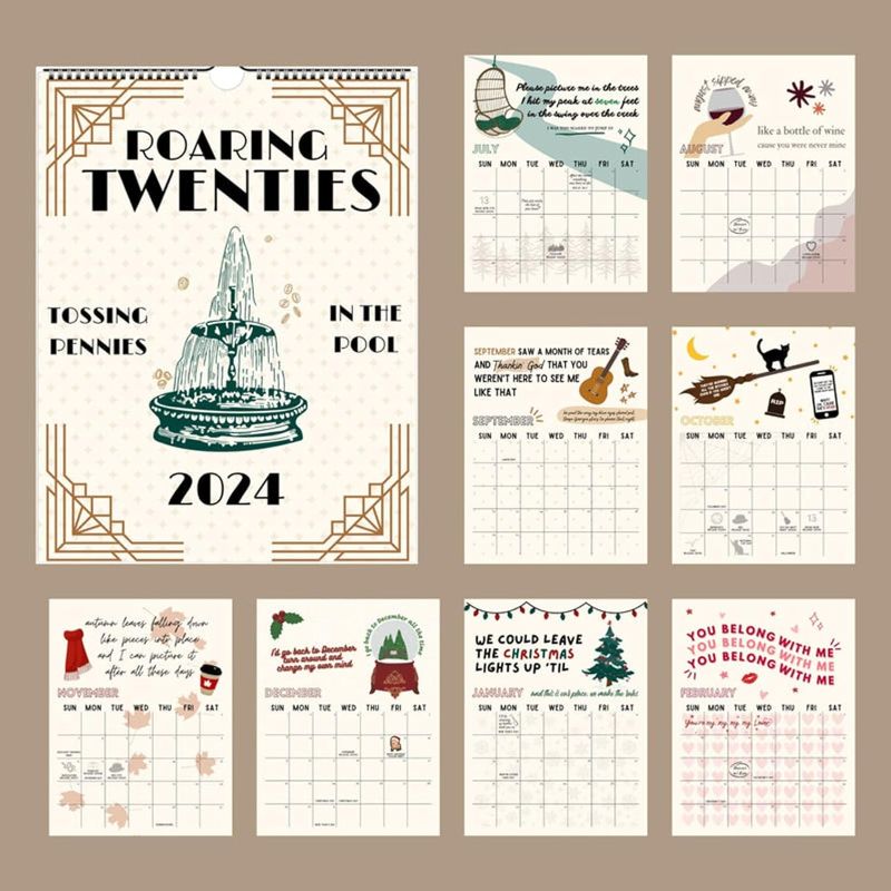 Photo 1 of 2024 TS Lyrics Calendar - Adwomb Calendar 2024, 2024 Wall Roaring Calendar Wall Decor, Music Lover Gifts, 2024 Calendar Room Decor