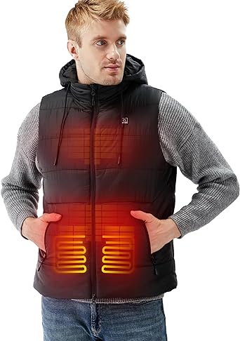 Photo 2 of DEWBU Heated Vest with 12V Battery Pack, Multiple Power Supply Methods Lightweight Heated Clothes with Detachable Hood Size M