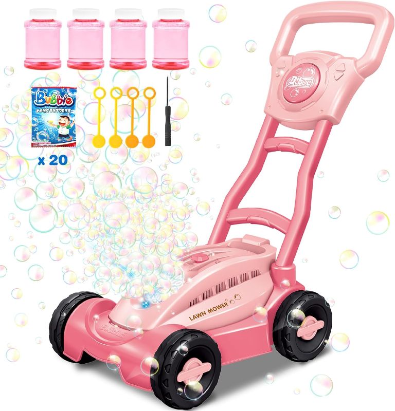 Photo 1 of ??????? Bubble Lawn Mower for Toddlers: 35000+ Bubble Per Minute Bubble Push Toys Bubble Machine Gardening Toys for Kids Christmas Birthday Gifts for Preschool Baby Girls
