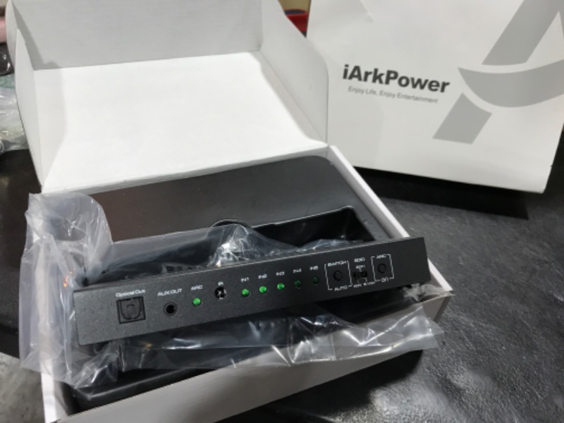 Photo 2 of iArkPower 5 in 1 Out 4K@60Hz HDMI Switch Audio Extractor with Optical & 3.5mm Out, HDMI 2.0 Audio Splitter Support ARC, HDR 10, HDCP 2.2, 18Gbps, Dolby Vision Atmos 5 Port Switch with Audio Extractor