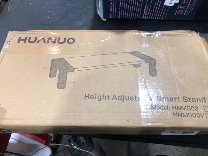 Photo 1 of HUANUO Monitor Stand, Adjustable Monitor Stand, Wood Monitor Stand for Laptops, Computers, Printers, iMac, PC, Monitor Riser for Home & Office Vintage