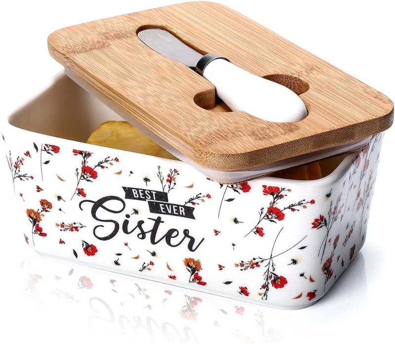 Photo 1 of  Sisters Gifts from Sister Gifts for Women Sister Birthday Gifts from Sister Sister Gifts for Christmas Graduation to Sister Butter Dish with Lid