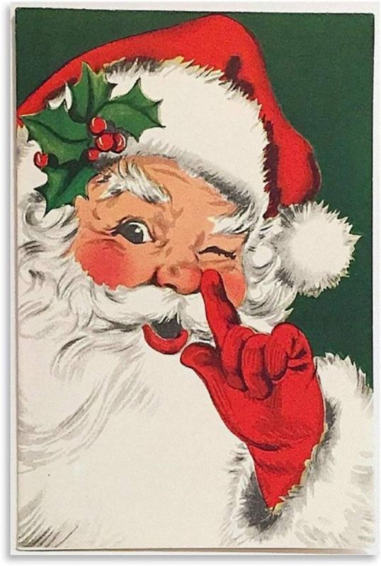 Photo 1 of  Vintage Winking Santa Christmas Canvas Art Poster and Wall Art Picture Print Modern Family Bedroom Decor Posters 12x18inch(30x45cm)