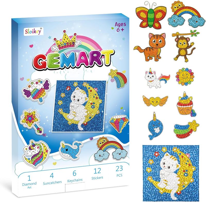 Photo 1 of  5D Diamond Art Kits for Kids, Arts and Crafts for Kids Aged 6-12 Diamond Dots Painting Gem Art(S-Blue)