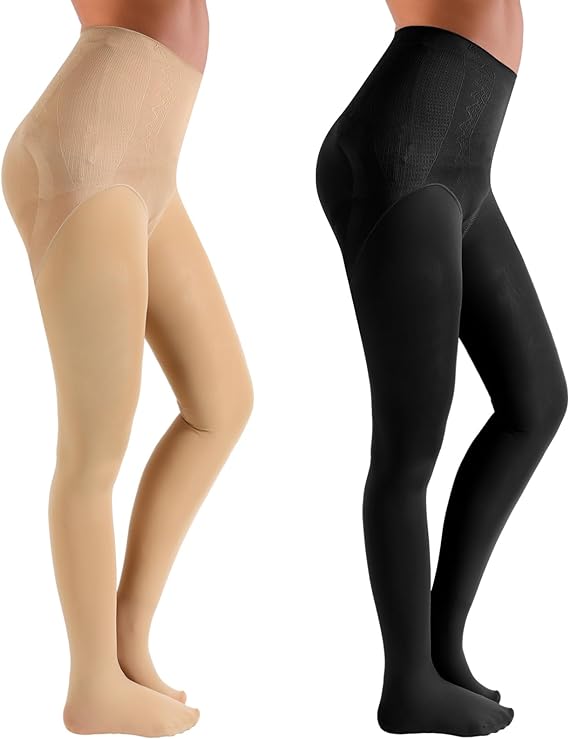 Photo 1 of 2 Pairs Women Fleece Lined Tights High Waisted shaping Pantyhose Thermal Pantyhose Leggings Fake Transparent Fleece Tights Winter Warm Sheer Thick Tights, Black, Nude