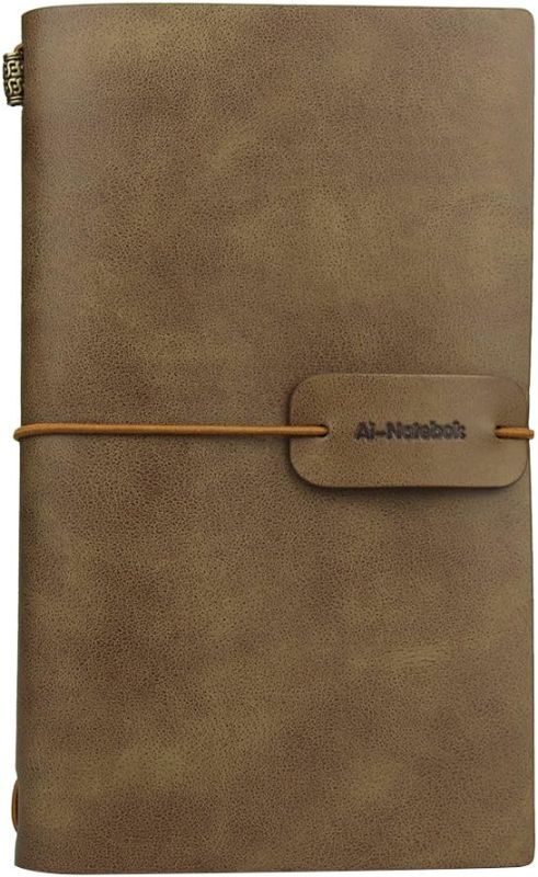 Photo 1 of  Travel Journal Notebook Vintage Retro Handmade Leather Lined Journal Refillable Note Book for Taking Notes, 4.72 X 7.87inch