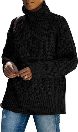 Photo 1 of  Women's Turtleneck Chunky Cute Fall Sweaters Trendy Warm Cozy Knit Pullover Winter Sweater Tops Size S