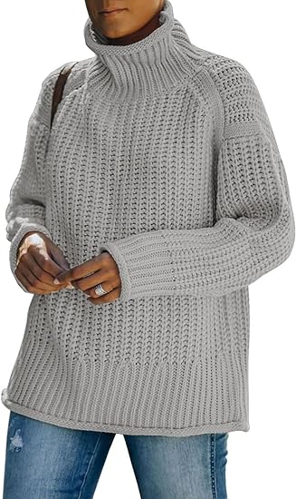 Photo 1 of  Women's Turtleneck Chunky Cute Fall Sweaters Trendy Warm Cozy Knit Pullover Winter Sweater Tops Size M 