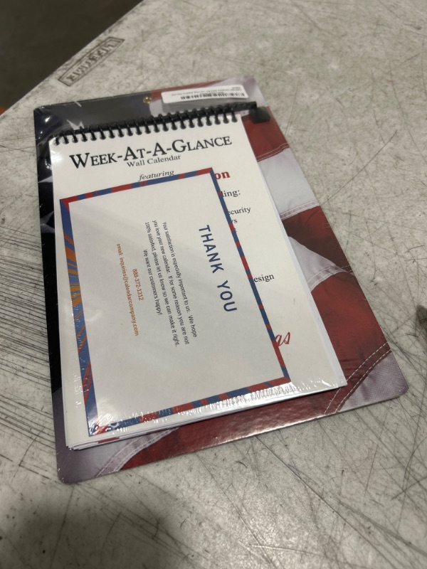 Photo 2 of Calendar Company 2024 Weekly Planning Wall or Desk Calendar with Memo Space and Almanac Info 11” x 7” with American Flag. Made In The USA! (AW1_Flag)