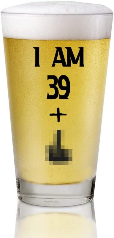 Photo 1 of 39 + 1 Middle Finger, 16 oz Pint Glasses Party Decorations Supplies, Funny 40th Birthday Beer Glass, Funny 40th Birthday Gifts for Men or Him, Craft Beers Gift Ideas for Dad Mom Husband Wife 40 th
