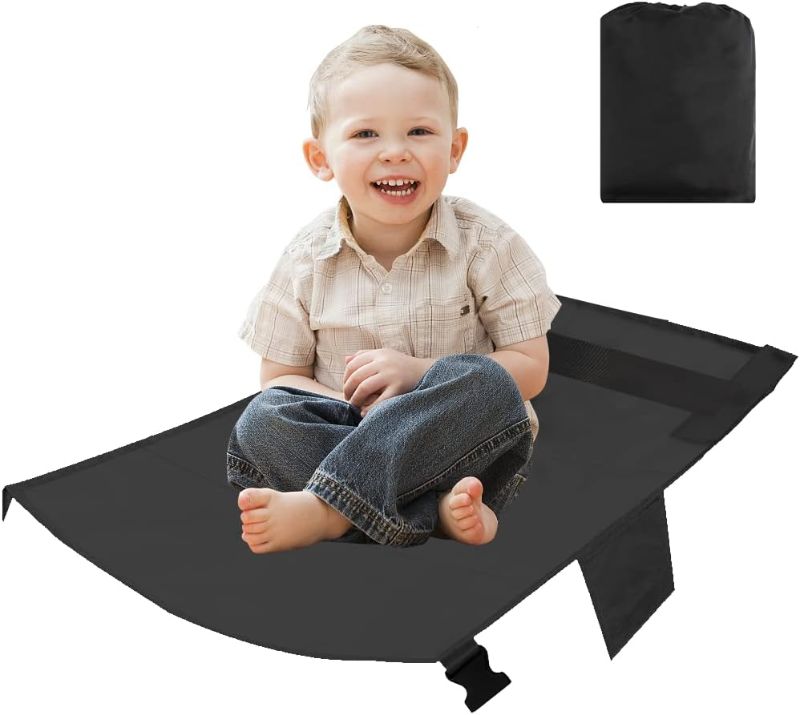 Photo 1 of Airplane Footrest for Kids, Portable Airplane Seat Extender for Toddler Travel Bed Foot Rest Hammock for Flights Baby Travel Essentials (Black)