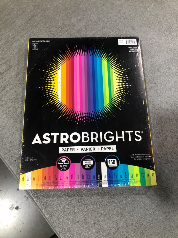 Photo 2 of Astrobrights Color Paper, 8.5” x 11”, 24 lb/89 gsm,"Spectrum" 25-Color Assortment, 150 Sheets (80933-01)