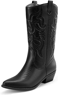 Photo 1 of DREAM PAIRS Women's Cowboy Boots Pull On Cowgirl Boots Mid Calf Western Boots / SIZE 8.5