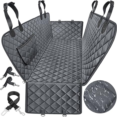 Photo 1 of Dog Car Seat Cover for Back Seat | Waterproof Scratch Proof Back Seat Cover for Dogs | Pet Hammock Car Cover with Mesh Window | Nonslip Heavy Duty Dog Seat Covers for Cars Trucks SUV Black