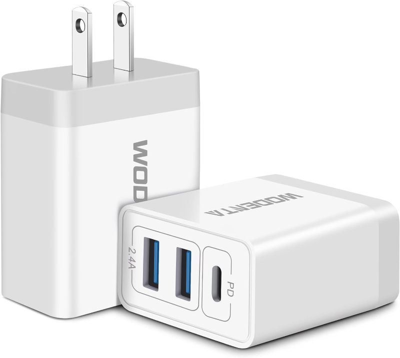 Photo 1 of WODENTA USB C Charger Box, 2-Pack 32W Fast Charging Block Wall Charger, 3-Port Power Adapter MultiPort Plug Type C Charger Brick Cube for iPhone 15/14/13/12/11/XS/X/8/7/6S Plus, iPad, Samsung S23 S22
