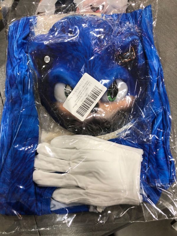 Photo 2 of Ainvliya Carnival Costumes Sonic the Hedgehog Costumes for Kids Cosplay Cartoon Jumpsuit Bodysuit With Gloves Facemask / size 140