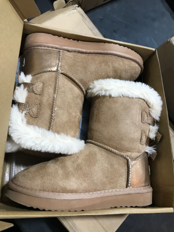 Photo 2 of Weestep Girls Toddler Little Kid Warm Fur Winter Ankle Flat Snow Boot 5 Toddler Borwn Gold