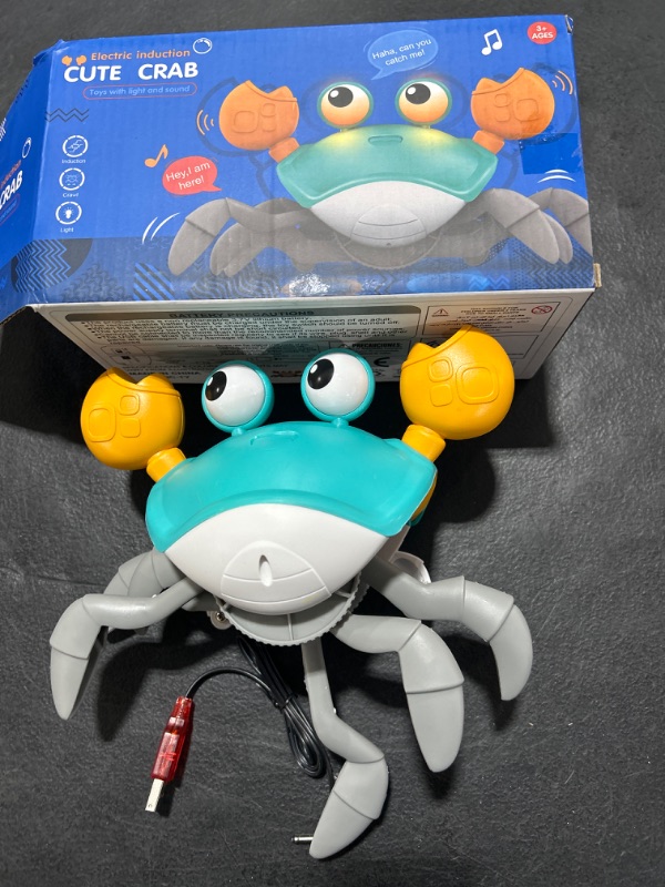 Photo 2 of Baby Toys Infant Crawling Crab: Tummy Time Toy Gifts 3 4 5 6 7 8 9 10 11 12 Babies Boy Girl 3-6 6-12 Learning Crawl 9-12 12-18 Walking Toddler 36 Months Old Music Development Interactive Birthday Gift Blue