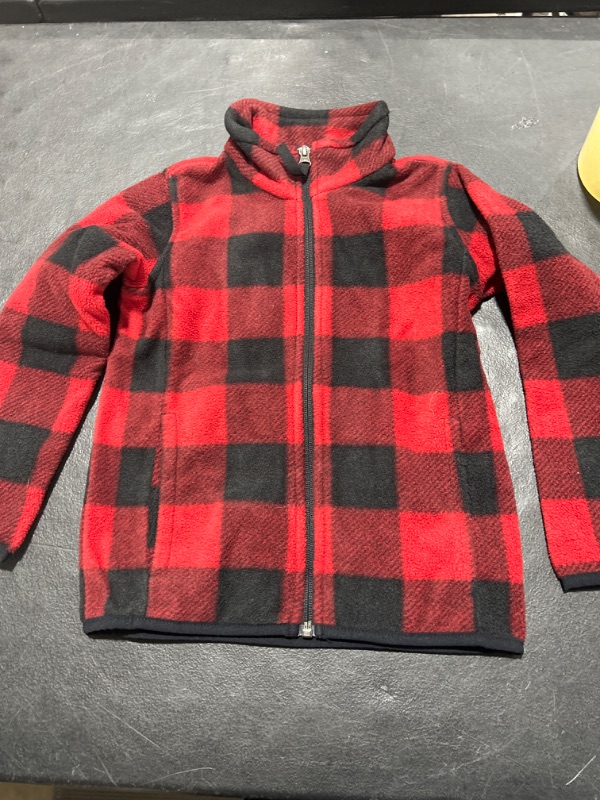 Photo 2 of Amazon Essentials Boys and Toddlers' Polar Fleece Full-Zip Mock Jacket Polyester Black Red Buffalo Check X-Small