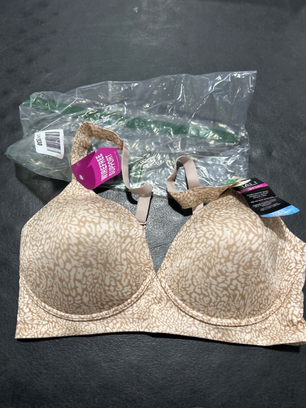 Photo 2 of Bali Women's Comfort Revolution Wirefree Bra, Soft Touch Ultimate Wireless Support Bra Large Warm Brown Animal